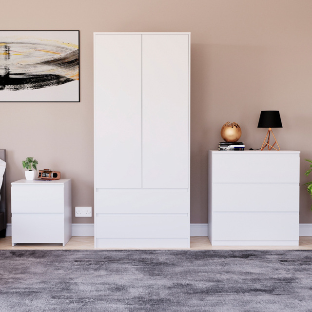 VIDA DESIGNS Denver White 3 Piece Bedroom Furniture Set - Wilko - image 1