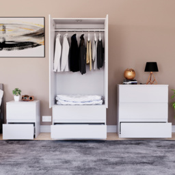 VIDA DESIGNS Denver White 3 Piece Bedroom Furniture Set - Wilko - thumbnail 3