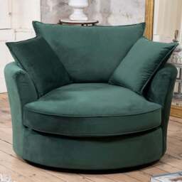 Artemis Home Havana Green Velvet Swivel Cuddle Chair - Size: Single - Wilko