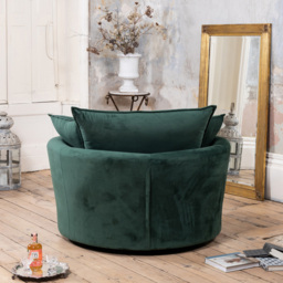 Artemis Home Havana Green Velvet Swivel Cuddle Chair - Size: Single - Wilko - thumbnail 5