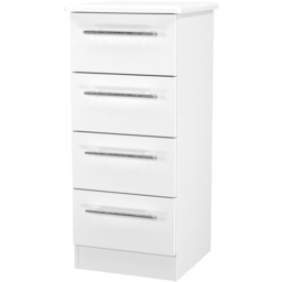 Crowndale Sherwood 4 Drawer Porcelain Matt Bedside Cabinet - White - Wilko - thumbnail 5