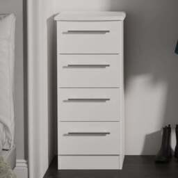 Crowndale Sherwood 4 Drawer Porcelain Matt Bedside Cabinet - White - Wilko