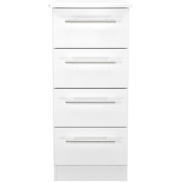 Crowndale Sherwood 4 Drawer Porcelain Matt Bedside Cabinet - White - Wilko - thumbnail 3