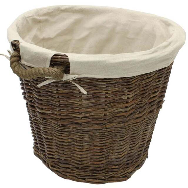 JVL Medium Dark Willow Log Basket with Liner and Rope Handles - Size: 50 x 40 x 1cm - Brown - JVL Homewares - Wilko - image 1