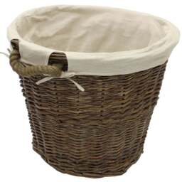JVL Medium Dark Willow Log Basket with Liner and Rope Handles - Size: 50 x 40 x 1cm - Brown - JVL Homewares - Wilko