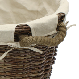 JVL Medium Dark Willow Log Basket with Liner and Rope Handles - Size: 50 x 40 x 1cm - Brown - JVL Homewares - Wilko - thumbnail 4