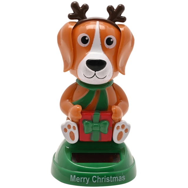 The Seasonal Gift Co. Solar Xmas Dog Bobble Head - Size: 10.5 x 5.5 x 6cm - Brown - Wilko - image 1