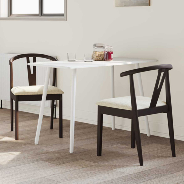vidaXL Set of 2 Light Brown Rubberwood Dining Chairs - Wilko - image 1