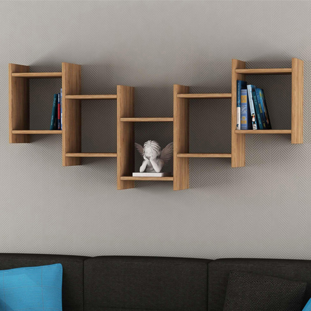 Decortie Bat Oak Modern Floating Shelf - Size: 64 x 151 x 20cm - Cream - Wilko - image 1