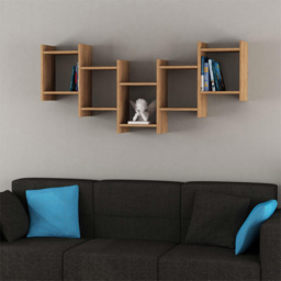 Decortie Bat Oak Modern Floating Shelf - Size: 64 x 151 x 20cm - Cream - Wilko - thumbnail 4