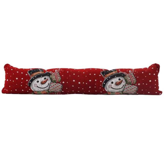 Noel Square Snowman Presents Draught Excluder - Size: 24 x 90 x 10cm - Red - Wilko - image 1