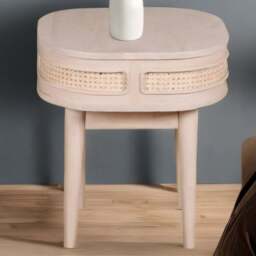 Brooklyn Valencia Cane and Mango Wood Bedside Table - Size: Single Drawer - Brown - Wilko - thumbnail 1