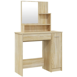 vidaXL Single Door Single Wide Drawer Sonoma Oak Dressing Table with Mirror - Size: 136 x 86.5 x 35cm - Brown - Wilko - thumbnail 3