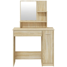 vidaXL Single Door Single Wide Drawer Sonoma Oak Dressing Table with Mirror - Size: 136 x 86.5 x 35cm - Brown - Wilko - thumbnail 7