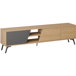 Decortie Fiona 3 Door 2 Shelf Anthracite and Oak TV Unit - Size: 48.0  x 180.0  x 35.6 cm - Multi - Wilko - thumbnail 3
