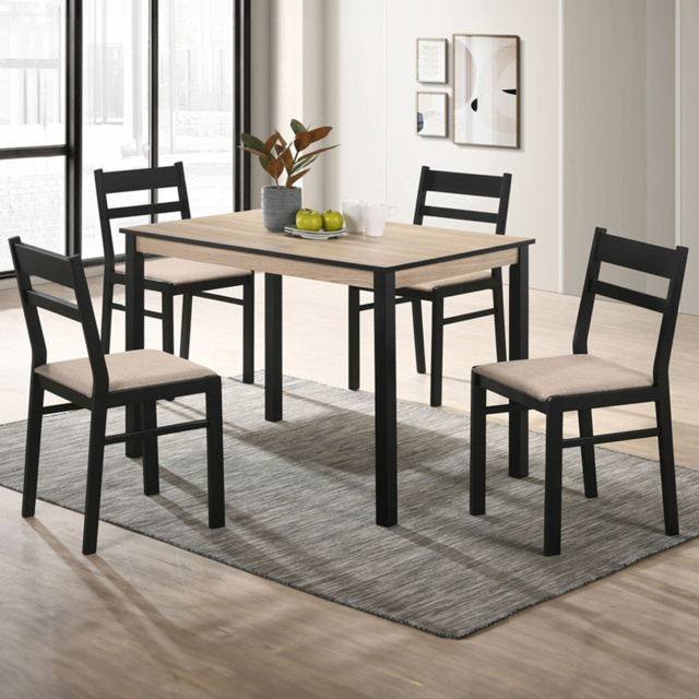 Seconique Radley Oat Fabric 4 Seater Dining Set Oak Effect and Black - Wilko - image 1