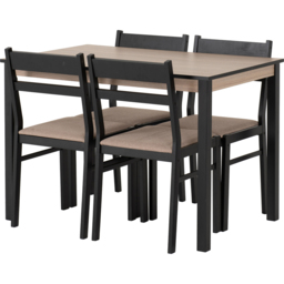Seconique Radley Oat Fabric 4 Seater Dining Set Oak Effect and Black - Wilko - thumbnail 3