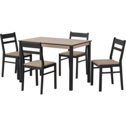 Seconique Radley Oat Fabric 4 Seater Dining Set Oak Effect and Black - Wilko - thumbnail 4