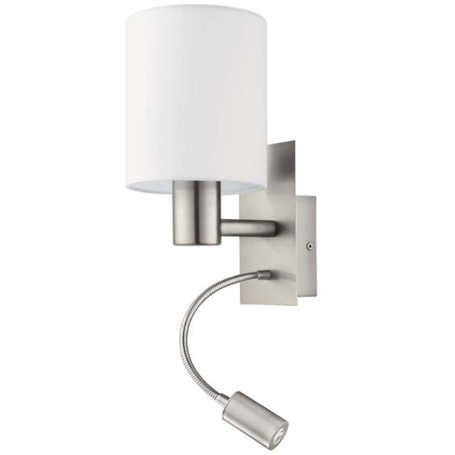 EGLO Pasteri White Wall and Reading Light - Size: 15.0 x 19.5 x 38.0cm - Wilko