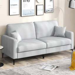 Costway 2 Seater Grey Wide Loveseat Sofa - Wilko