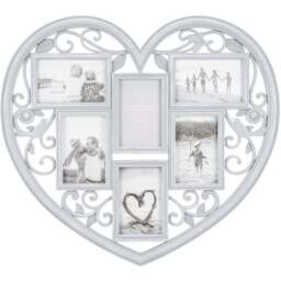 The Port. Co Gallery Grey Vintage Heart 6 Multi Aperture Photo Frame - Size: A6 - Wilko - thumbnail 1