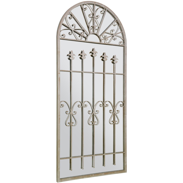MirrorOutlet Somerley Stone Gothic Arched Garden Mirror 140 x 65cm - Size: 140 x 65 x 3cm - Grey - Wilko - image 1