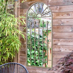 MirrorOutlet Somerley Stone Gothic Arched Garden Mirror 140 x 65cm - Size: 140 x 65 x 3cm - Grey - Wilko - thumbnail 3