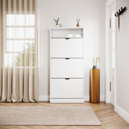 Vida Designs 3 Drawer Single Shelf White Shoe Cabinet - Size: 132 x 60 x 24cm - Wilko - thumbnail 4
