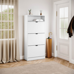Vida Designs 3 Drawer Single Shelf White Shoe Cabinet - Size: 132 x 60 x 24cm - Wilko - thumbnail 6
