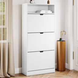 VIDA DESIGNS 3 Drawer Single Shelf White Shoe Cabinet - Size: 132 x 60 x 24cm - Wilko