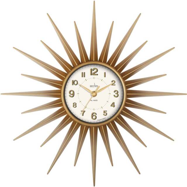 Acctim Stella Sprayed Gold Starburst Wall Clock 44cm - Size: 5 x 44 x 44cm - Wilko - image 1