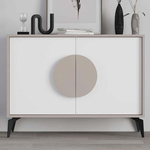 Decortie Gora 2 Door White and Mocha Grey Sideboard - Size: 82 x 110 x 35.6cm - Multi - Wilko - image 1