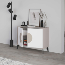 Decortie Gora 2 Door White and Mocha Grey Sideboard - Size: 82 x 110 x 35.6cm - Multi - Wilko - thumbnail 5