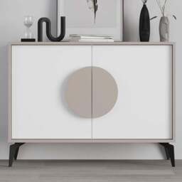 Decortie Gora 2 Door White and Mocha Grey Sideboard - Size: 82 x 110 x 35.6cm - Multi - Wilko