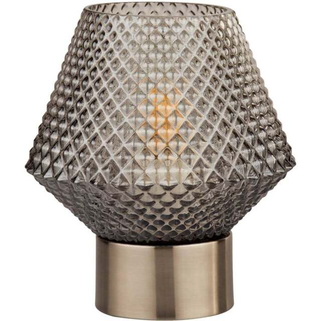 Lighting Collection Textured Smoked Glass Table Lamp - Size: 17.5 x 15 x 15cm - Grey - Wilko - image 1
