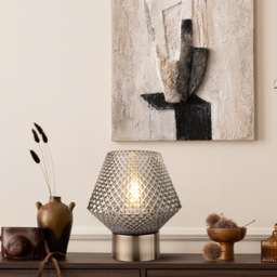 Lighting Collection Textured Smoked Glass Table Lamp - Size: 17.5 x 15 x 15cm - Grey - Wilko - thumbnail 3