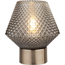 Lighting Collection Textured Smoked Glass Table Lamp - Size: 17.5 x 15 x 15cm - Grey - Wilko - thumbnail 4