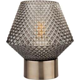 Lighting Collection Textured Smoked Glass Table Lamp - Size: 17.5 x 15 x 15cm - Grey - Wilko