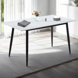 Seconique Fenton 6 Seater Dining Table White Marble Stone Effect - Wilko - thumbnail 1