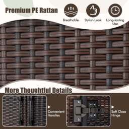 Costway 4 Storage Cube Brown Rattan Wardrobe Armoire Closet - Size: 2 Door - Wilko - thumbnail 6