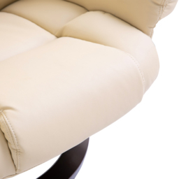Portland Cream PU Leather Swivel Manual Recliner Chair with Footstool - Size: Single - White - Wilko - thumbnail 4