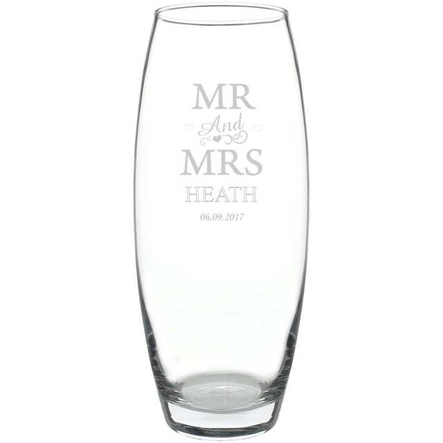 Personalised Memento Personalised Mr and Mrs Bullet Vase - Size: 1.0 x 2.4 x 1.0cm - Clear - Wilko - image 1