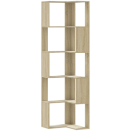 vidaXL 10 Shelf Sonoma Oak Corner Bookcase - Size: 179 x 50 x 50cm - Brown - Wilko - thumbnail 3
