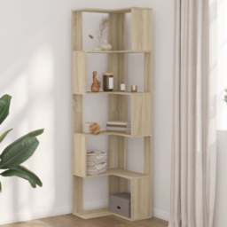 vidaXL 10 Shelf Sonoma Oak Corner Bookcase - Size: 179 x 50 x 50cm - Brown - Wilko - thumbnail 1