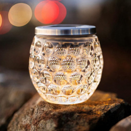 Garden Mile Dimple Glass Jar Solar LED Light - Size: 10 x 9.5 x 9.5cm - Silver - Wilko - thumbnail 7