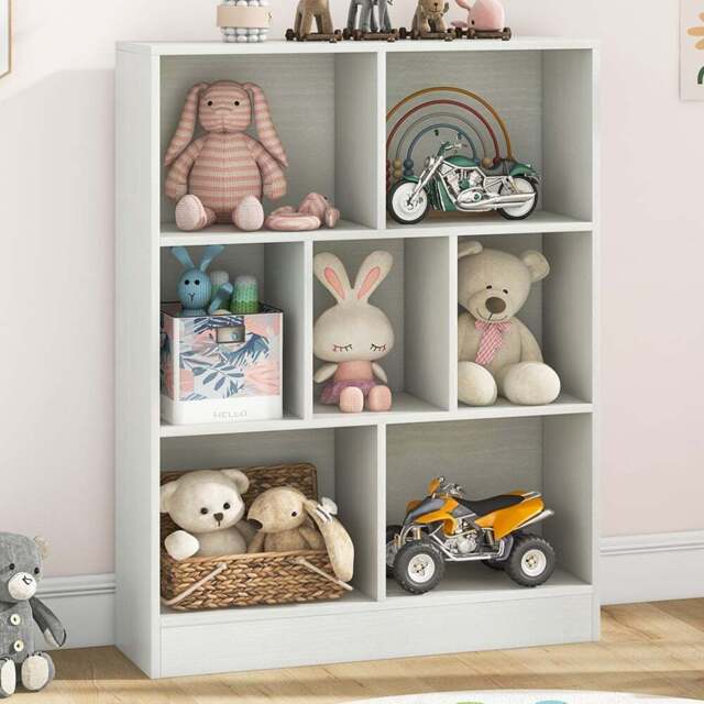 Costway 7 Cube White Bookshelf - Size: 7 Shelf - Wilko - image 1