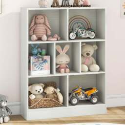 Costway 7 Cube White Bookshelf - Size: 7 Shelf - Wilko - thumbnail 1