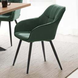 tectake Marilyn Set of 2 Dark Green and Black Quilted Velvet Dining Chair - Wilko - thumbnail 1