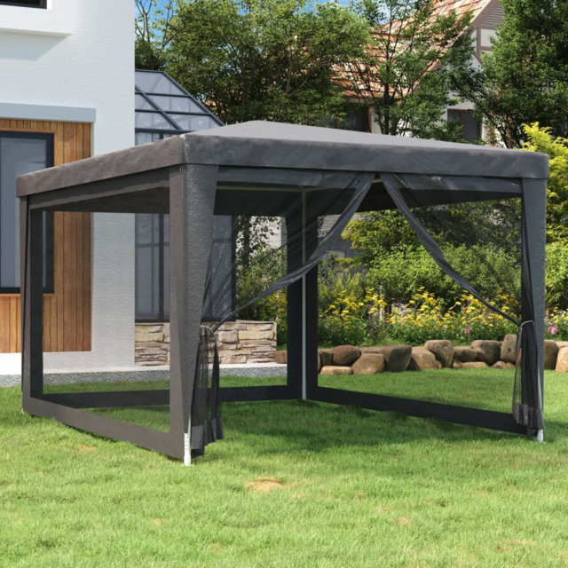 vidaXL 3 x 4m Anthracite Party Tent with 4 Mesh Sidewalls - Grey - Wilko - image 1