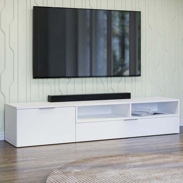 Shefa Marocco 2 Door 2 Shelf White TV Unit - Size: 35 x 175 x 39cm - Wilko - image 1